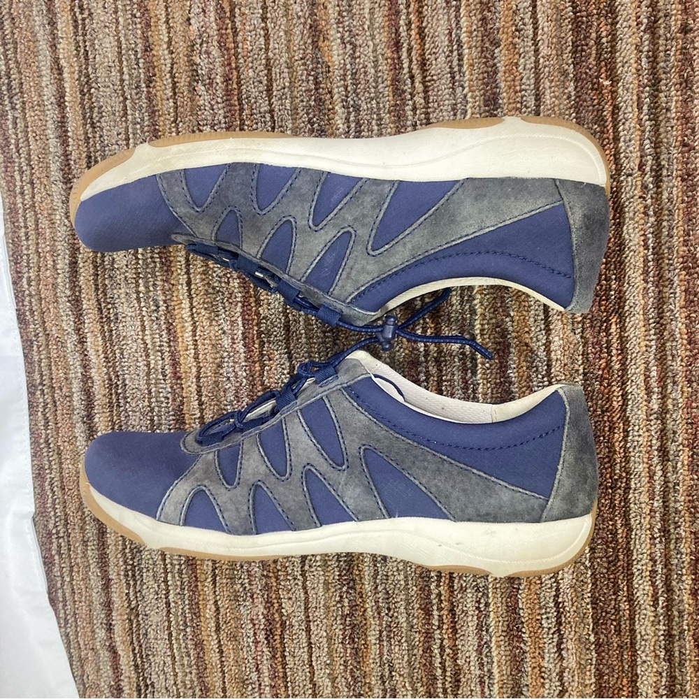 Dansko Sz 42 Women’s Blue Suede Canvas Sneakers Bungee Laces Comfort Shoes EUC - Picture 5 of 9